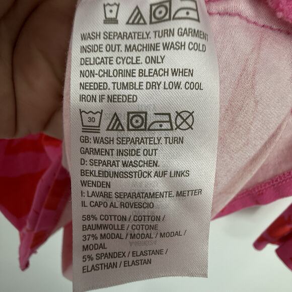 Belle Kim Gravel V Neck Bright Pink Floral 3/4 Sleeve Tee Size Small Pullover - Picture 6 of 7